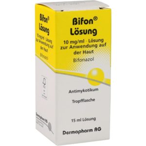 Bifon Lösung gegen Fusspilz ist ein Antimykotikum.